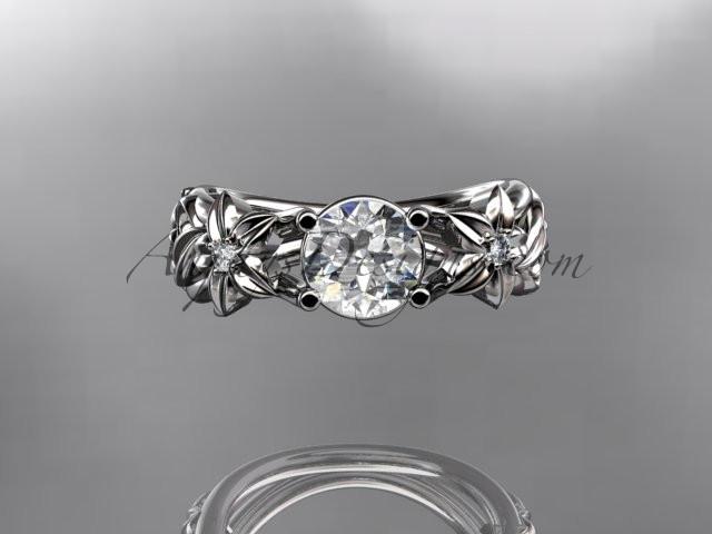 platinum diamond floral wedding ring, engagement ring ADLR216 - AnjaysDesigns