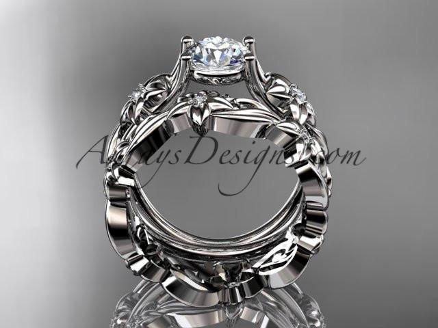 14k white gold diamond floral wedding set, engagement set ADLR216S - AnjaysDesigns