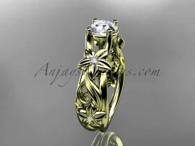 14kt yellow gold diamond floral wedding ring, engagement ring ADLR216 - AnjaysDesigns