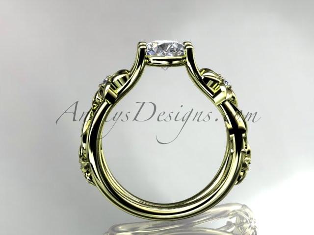 14kt yellow gold diamond floral wedding ring, engagement ring ADLR216 - AnjaysDesigns