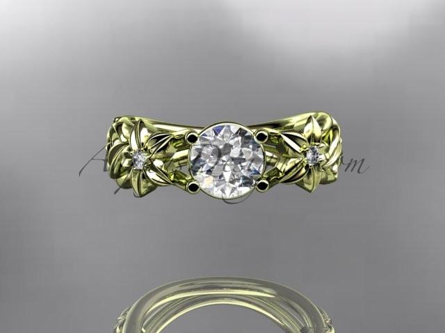 14kt yellow gold diamond floral wedding ring, engagement ring ADLR216 - AnjaysDesigns