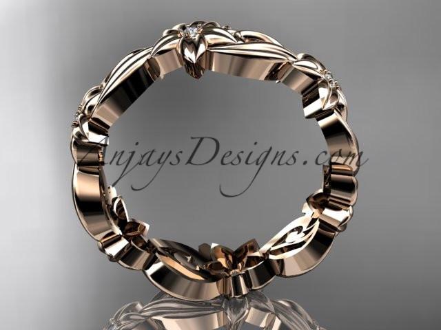 14kt rose gold diamond flower wedding ring, engagement ring, wedding band ADLR217 - AnjaysDesigns