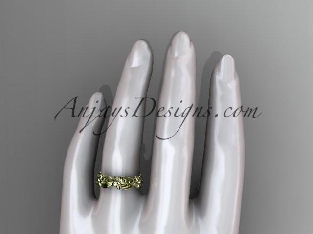 14kt yellow gold leaf and flower engagement ring, wedding band ADLR217G - AnjaysDesigns