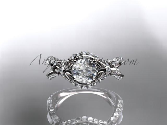 Unique platinum diamond flower, leaf and vine wedding ring, engagement ring ADLR218 - AnjaysDesigns