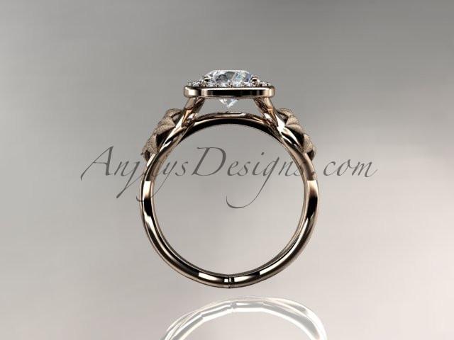 Unique 14kt rose gold diamond flower wedding ring, engagement ring ADLR219 - AnjaysDesigns