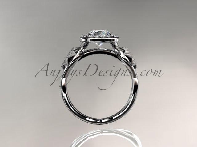 Unique 14kt white gold diamond flower wedding ring, engagement ring ADLR219 - AnjaysDesigns