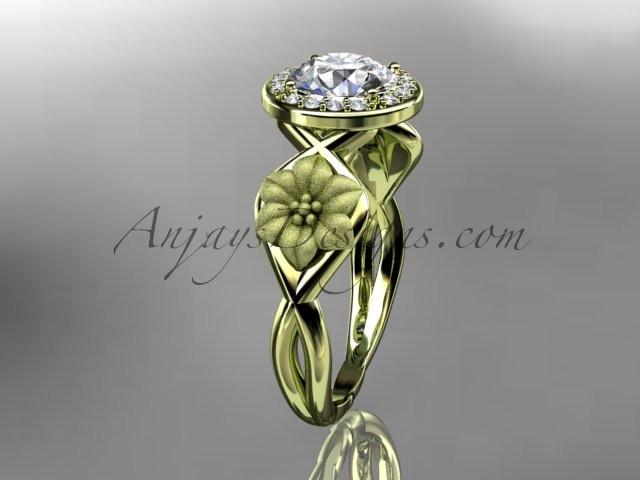 Unique 14kt yellow gold diamond flower wedding ring, engagement ring ADLR219 - AnjaysDesigns