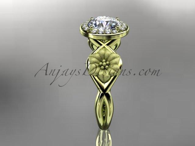 Unique 14kt yellow gold diamond flower wedding ring, engagement ring ADLR219 - AnjaysDesigns