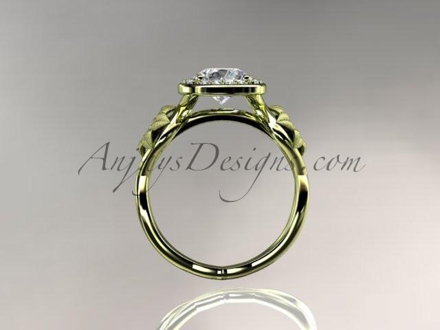 Unique 14kt yellow gold diamond flower wedding ring, engagement ring ADLR219 - AnjaysDesigns