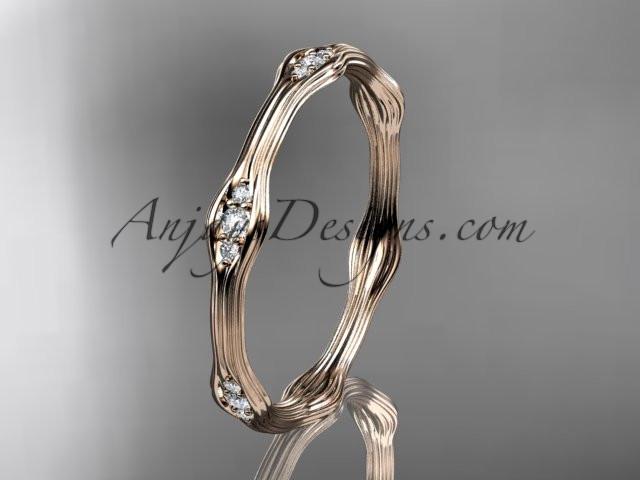 14k rose gold diamond vine wedding ring, engagement ring ADLR21AB - AnjaysDesigns