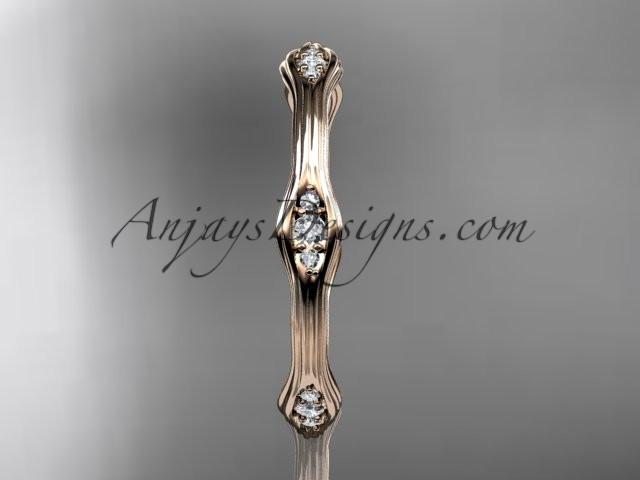 14k rose gold diamond vine wedding ring, engagement ring ADLR21AB - AnjaysDesigns