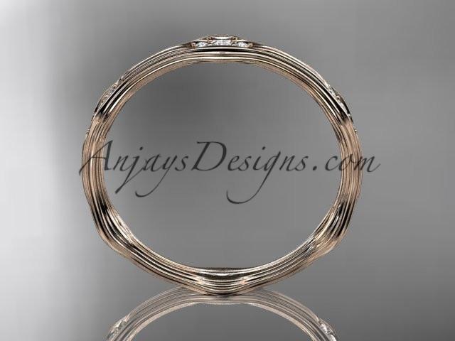 14k rose gold diamond vine wedding ring, engagement ring ADLR21AB - AnjaysDesigns