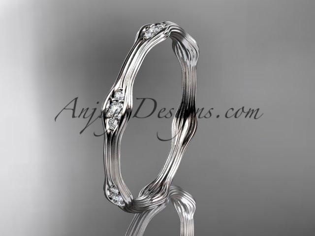 14k white gold diamond vine wedding ring, engagement ring ADLR21AB - AnjaysDesigns