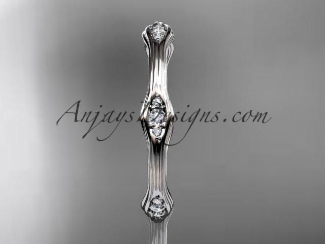 14k white gold diamond vine wedding ring, engagement ring ADLR21AB - AnjaysDesigns