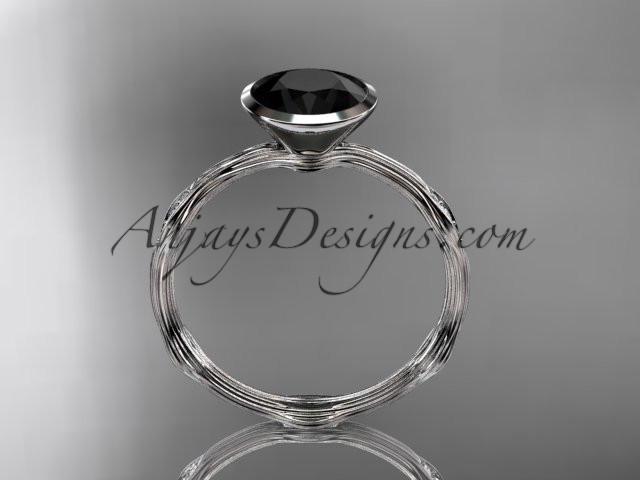 platinum diamond vine wedding ring, engagement ring with Black Diamond center stone ADLR21A - AnjaysDesigns