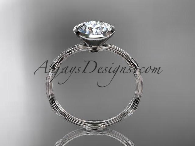 14k white gold diamond vine wedding ring, engagement ring with "Forever One" Moissanite center stone ADLR21A - AnjaysDesigns