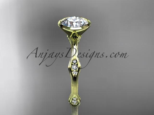 14k yellow gold diamond vine wedding ring, engagement ring ADLR21A - AnjaysDesigns