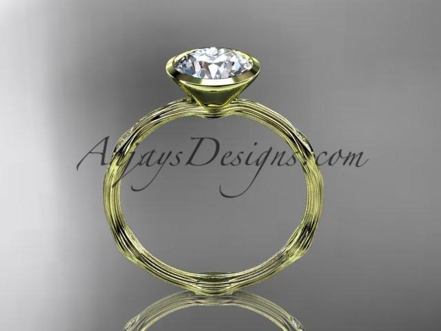 14k yellow gold diamond vine wedding ring, engagement ring with "Forever One" Moissanite center stone ADLR21A - AnjaysDesigns