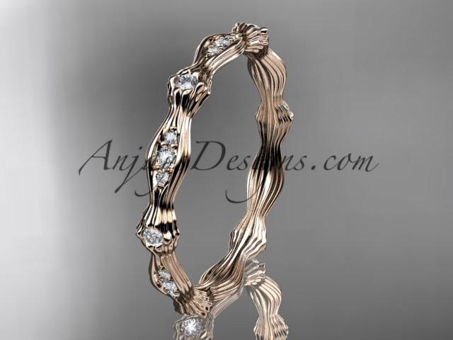 14kt rose gold diamond leaf and vine wedding ring, engagement ring ADLR21B - AnjaysDesigns