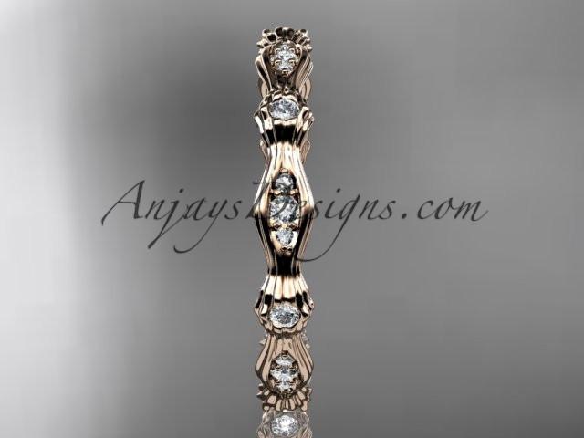 14kt rose gold diamond leaf and vine wedding ring, engagement ring ADLR21B - AnjaysDesigns