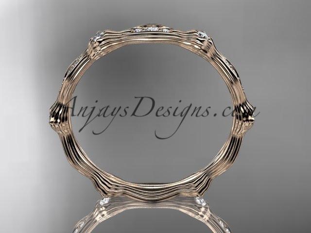 14kt rose gold diamond leaf and vine wedding ring, engagement ring ADLR21B - AnjaysDesigns