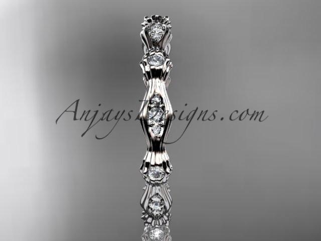 14k white gold diamond leaf and vine wedding ring, engagement ring ADLR21B - AnjaysDesigns