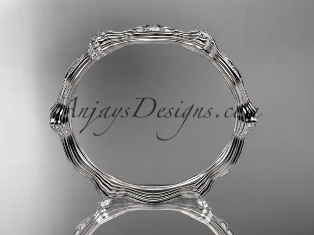 14k white gold diamond leaf and vine wedding ring, engagement ring ADLR21B - AnjaysDesigns