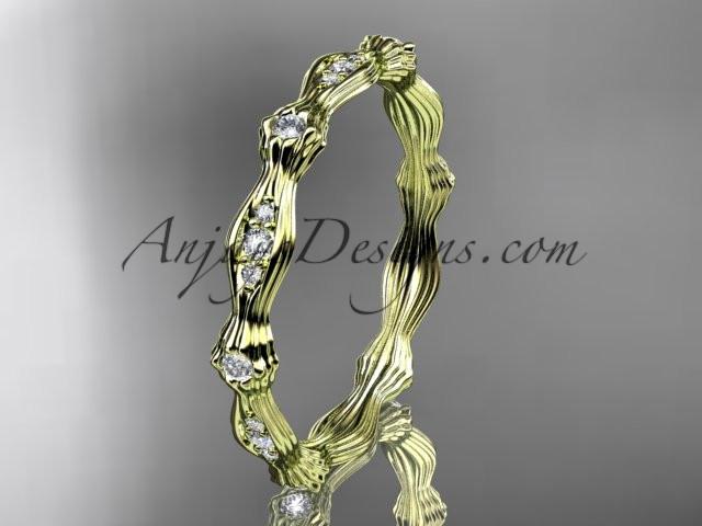 14k yellow gold diamond leaf and vine wedding ring, engagement ring ADLR21B - AnjaysDesigns