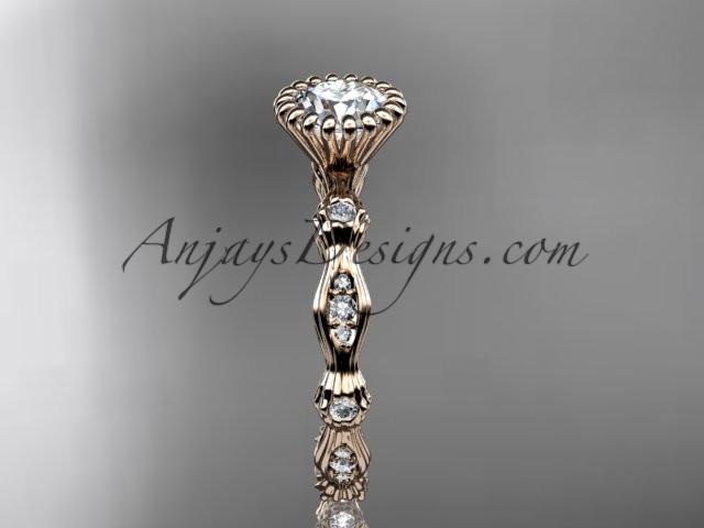 14kt rose  gold diamond leaf wedding ring, engagement ring ADLR21 - AnjaysDesigns