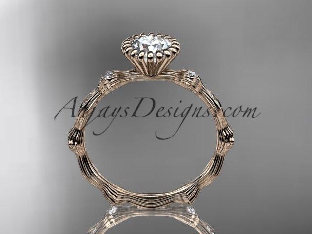 14kt rose  gold diamond leaf wedding ring, engagement ring ADLR21 - AnjaysDesigns