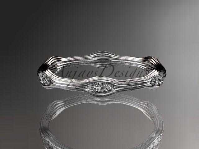 platinum diamond vine wedding ring, engagement ring ADLR21AB - AnjaysDesigns