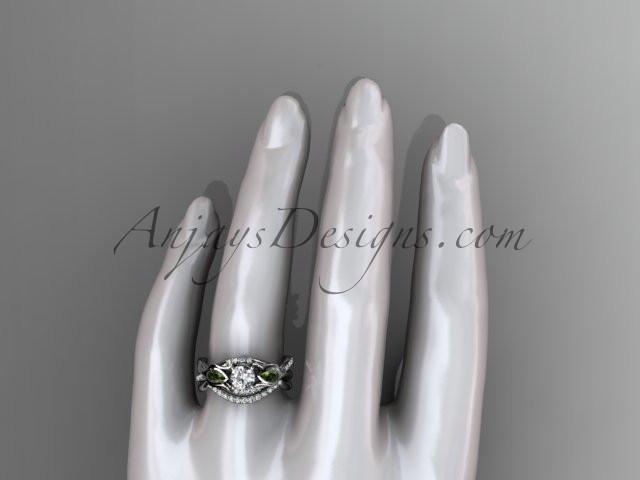 Unique Platinum diamond tulip flower, wedding set, leaf and vine engagement set ADLR226S - AnjaysDesigns