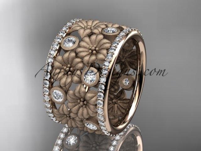 14k rose gold diamond flower wedding ring, engagement ring ADLR232B - AnjaysDesigns, Spring Collection - Jewelry, Anjays Designs - AnjaysDesigns, AnjaysDesigns - AnjaysDesigns.co, 