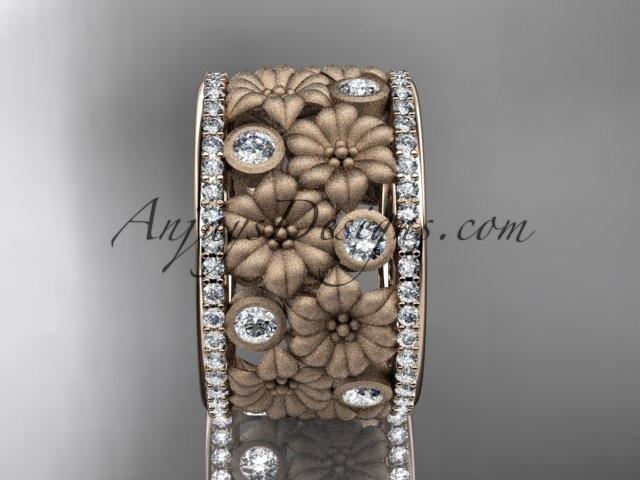 14k rose gold diamond flower wedding ring, engagement ring ADLR232B - AnjaysDesigns, Spring Collection - Jewelry, Anjays Designs - AnjaysDesigns, AnjaysDesigns - AnjaysDesigns.co, 