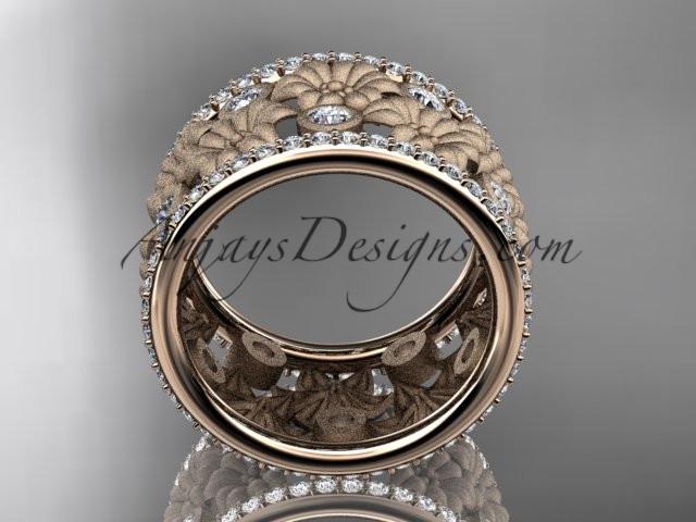 14k rose gold diamond flower wedding ring, engagement ring ADLR232B - AnjaysDesigns, Spring Collection - Jewelry, Anjays Designs - AnjaysDesigns, AnjaysDesigns - AnjaysDesigns.co, 