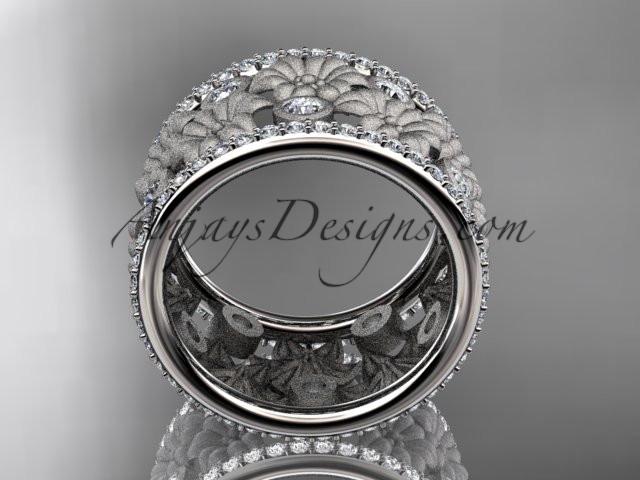 Platinum diamond flower wedding ring, engagement ring ADLR232B - AnjaysDesigns