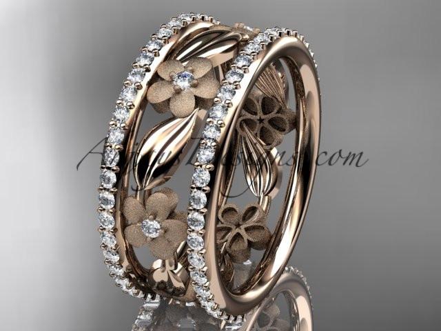 14k rose gold diamond flower wedding ring, engagement ring ADLR233B - AnjaysDesigns, Spring Collection - Jewelry, Anjays Designs - AnjaysDesigns, AnjaysDesigns - AnjaysDesigns.co, 