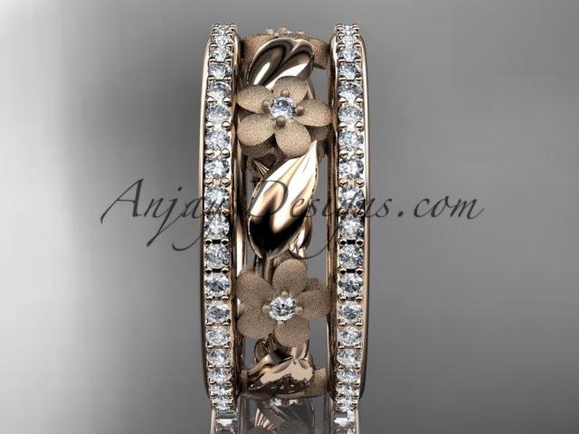 14k rose gold diamond flower wedding ring, engagement ring ADLR233B - AnjaysDesigns, Spring Collection - Jewelry, Anjays Designs - AnjaysDesigns, AnjaysDesigns - AnjaysDesigns.co, 
