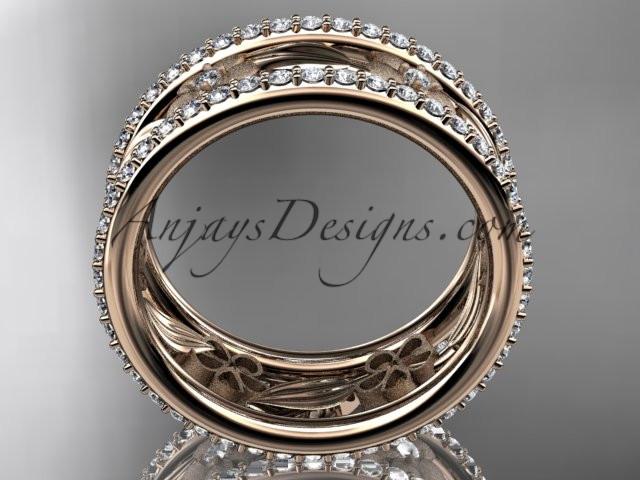 14k rose gold diamond flower wedding ring, engagement ring ADLR233B - AnjaysDesigns, Spring Collection - Jewelry, Anjays Designs - AnjaysDesigns, AnjaysDesigns - AnjaysDesigns.co, 