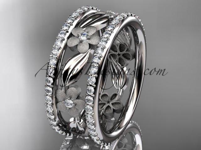 Platinum diamond flower wedding ring, engagement ring ADLR233B - AnjaysDesigns