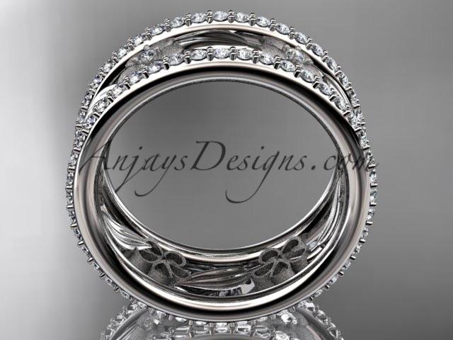 14k white gold diamond flower wedding ring, engagement ring ADLR233B - AnjaysDesigns