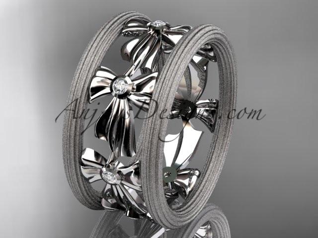 Unique Platinum diamond bow wedding ring, engagement ring ADLR236 - AnjaysDesigns