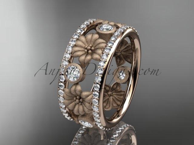 14k rose gold diamond flower wedding ring, engagement ring ADLR239 - AnjaysDesigns, Spring Collection - Jewelry, Anjays Designs - AnjaysDesigns, AnjaysDesigns - AnjaysDesigns.co, 