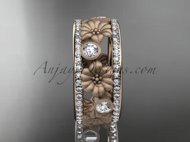 14k rose gold diamond flower wedding ring, engagement ring ADLR239 - AnjaysDesigns, Spring Collection - Jewelry, Anjays Designs - AnjaysDesigns, AnjaysDesigns - AnjaysDesigns.co, 