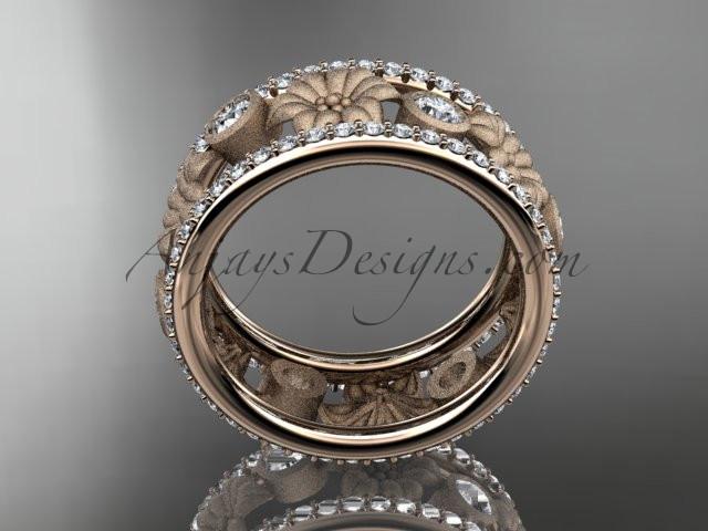 14k rose gold diamond flower wedding ring, engagement ring ADLR239 - AnjaysDesigns, Spring Collection - Jewelry, Anjays Designs - AnjaysDesigns, AnjaysDesigns - AnjaysDesigns.co, 