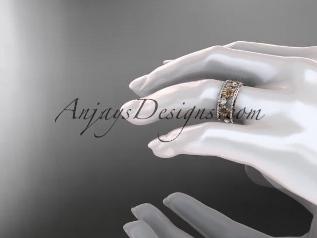 14k rose gold diamond flower wedding ring, engagement ring ADLR239 - AnjaysDesigns, Spring Collection - Jewelry, Anjays Designs - AnjaysDesigns, AnjaysDesigns - AnjaysDesigns.co, 