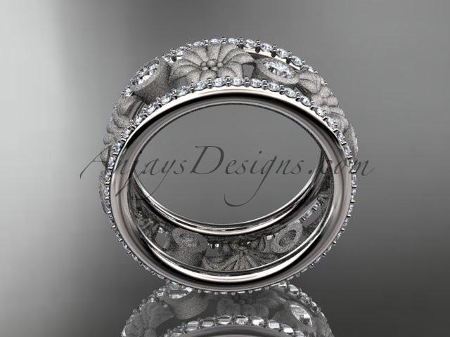 Platinum diamond flower wedding ring, engagement ring ADLR239 - AnjaysDesigns