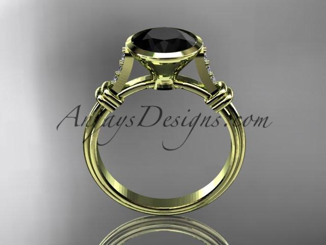 14k yellow gold diamond wedding ring,engagement ring with Black Diamond center stone ADLR23 - AnjaysDesigns