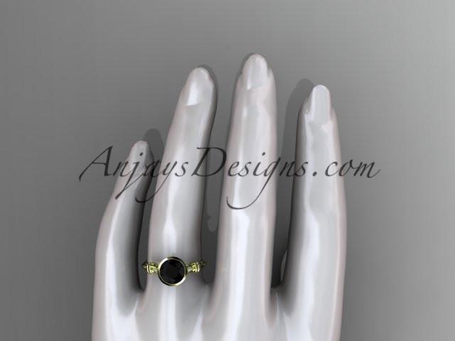 14k yellow gold diamond wedding ring,engagement ring with Black Diamond center stone ADLR23 - AnjaysDesigns
