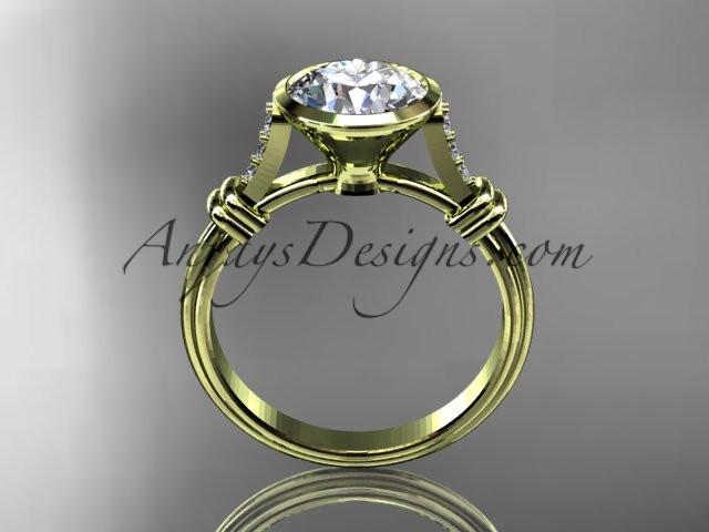 14k yellow gold diamond leaf and vine wedding ring,engagement ring ADLR23 - AnjaysDesigns